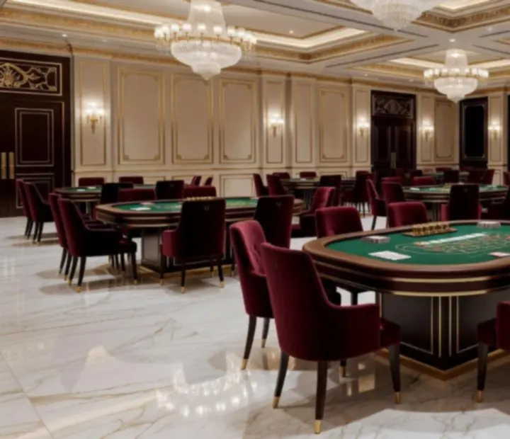 Luksusowa sala bankietowa przygotowana na galę z elementami eleganckiej rozrywki